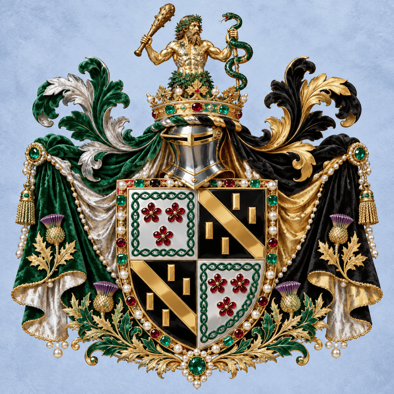 Wappen des Baron of Callendar mit grünen und schwarzen Akzenten.