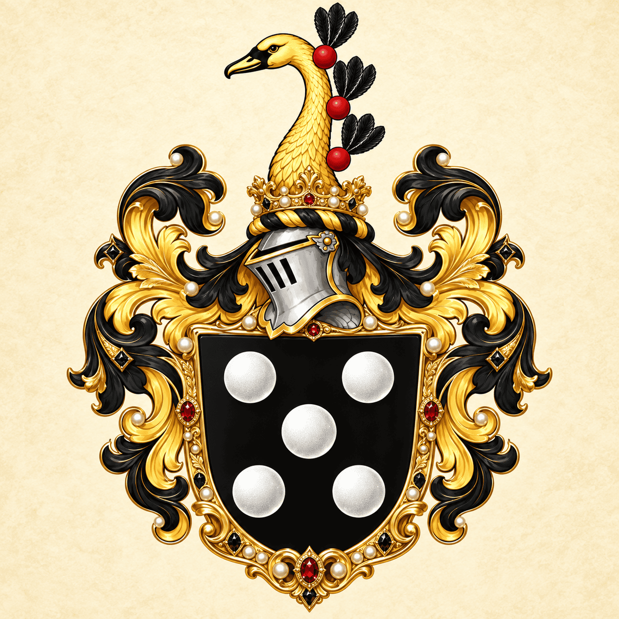 Wappen von Sickingen mit Helm und Schwanenfigur