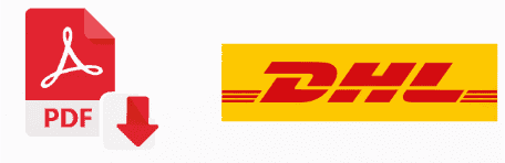 PDF-Symbol und DHL-Logo