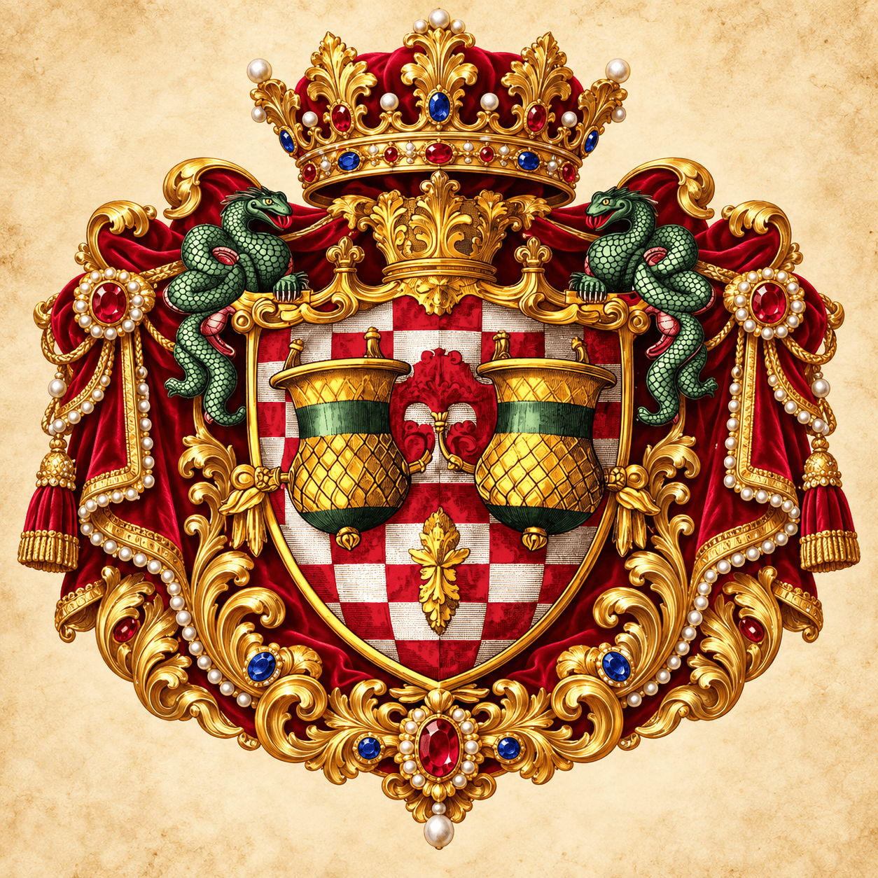 Conde de Lara 1 Wappen des Conde de Lara mit Krone und zwei Drachen